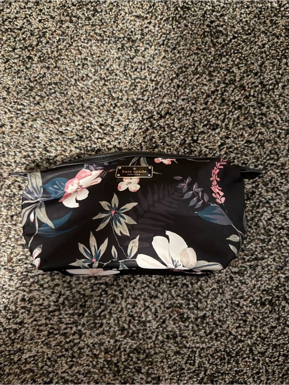 kate spade Black Floral Print Cosmetic Pouch